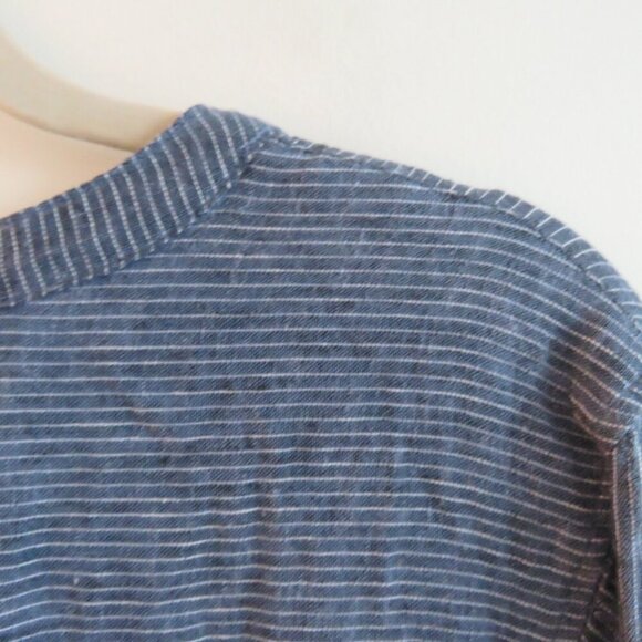 RAILS Juliette Salem Stripe Blue Linen Blend Tunic Mini Ruffle Dress - Size M - Picture 6 of 15